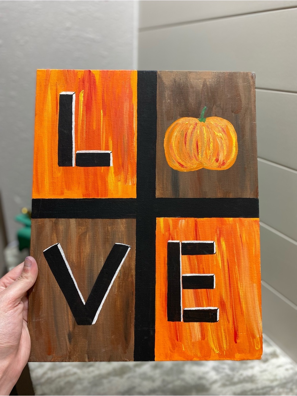 Hand-Painted Fall LOVE Canvas Board Art